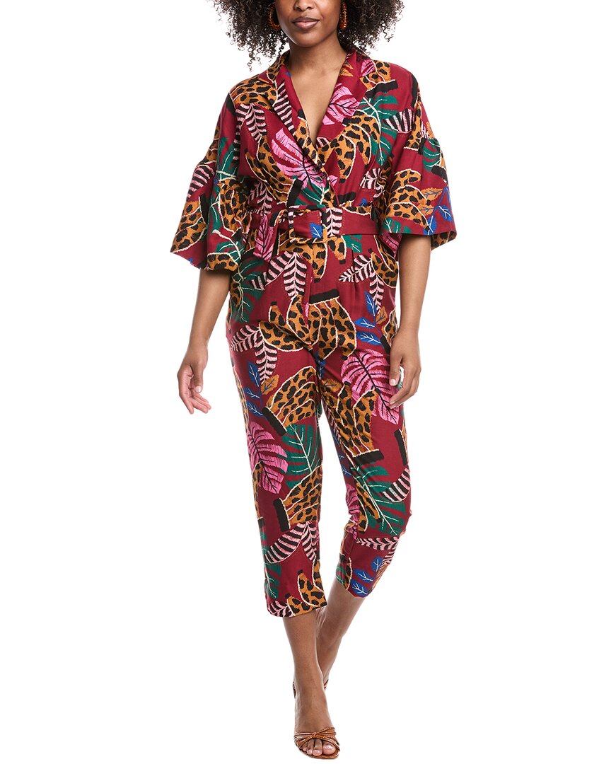Farm Rio Embroidered Bananas Jumpsuit Purple