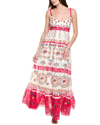 Saloni Linen Bodice Silk-Blend Maxi Dress – Bluefly
