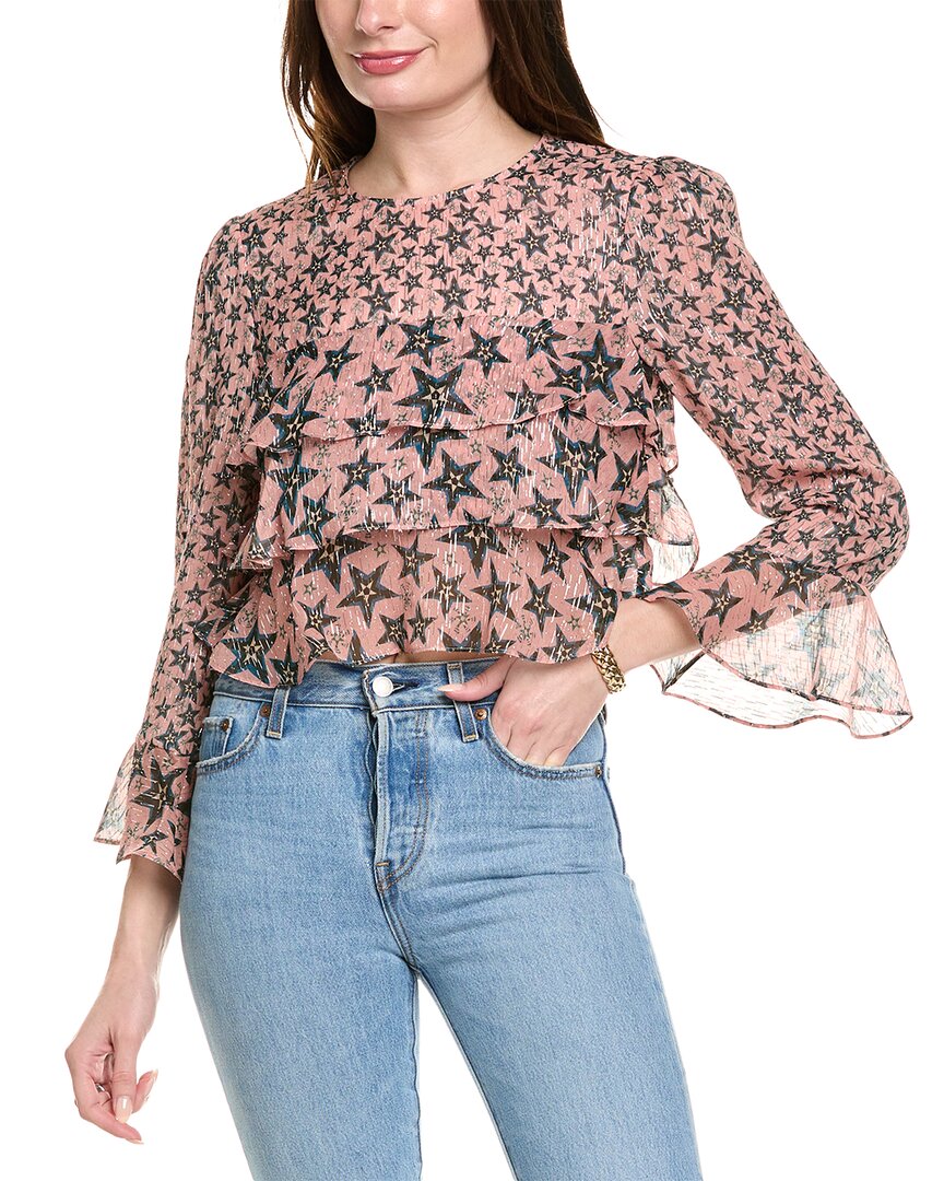 Saloni Jacquard Silk-Blend Top