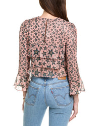 Saloni Jacquard Silk-Blend Top
