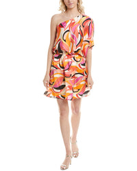 Marion One-Shoulder Satin Mini Dress Pink