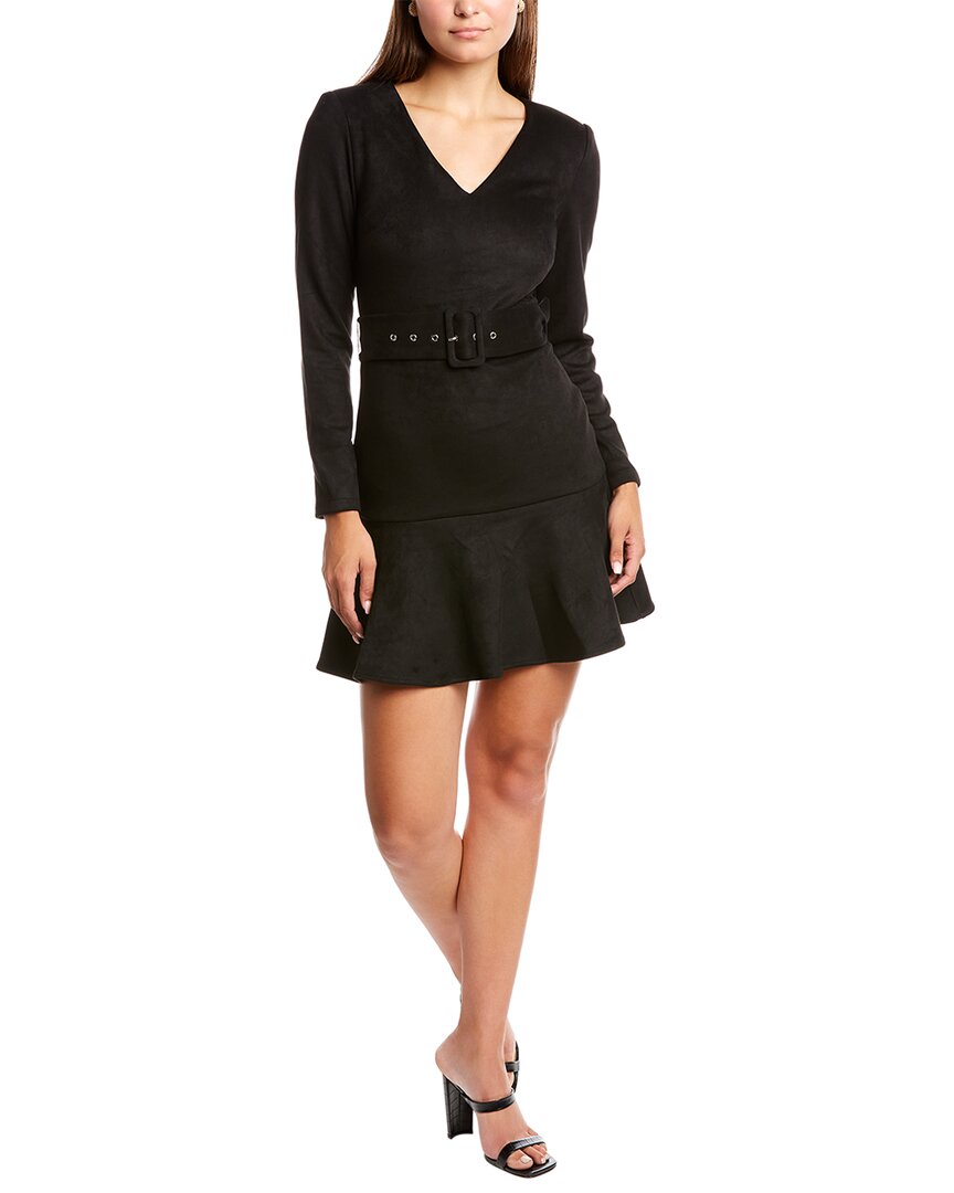 Honey & Beau Suede-Blend Wild Zebra Dress Black