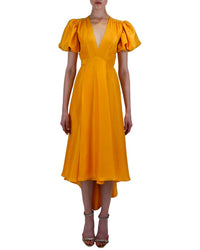 Azeeza Florence Wrap Style Midi Dress Honey