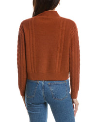 THE CASHMERE PROJECT The Cashmere Project Cropped Mixed Cable Mock Neck Sweater