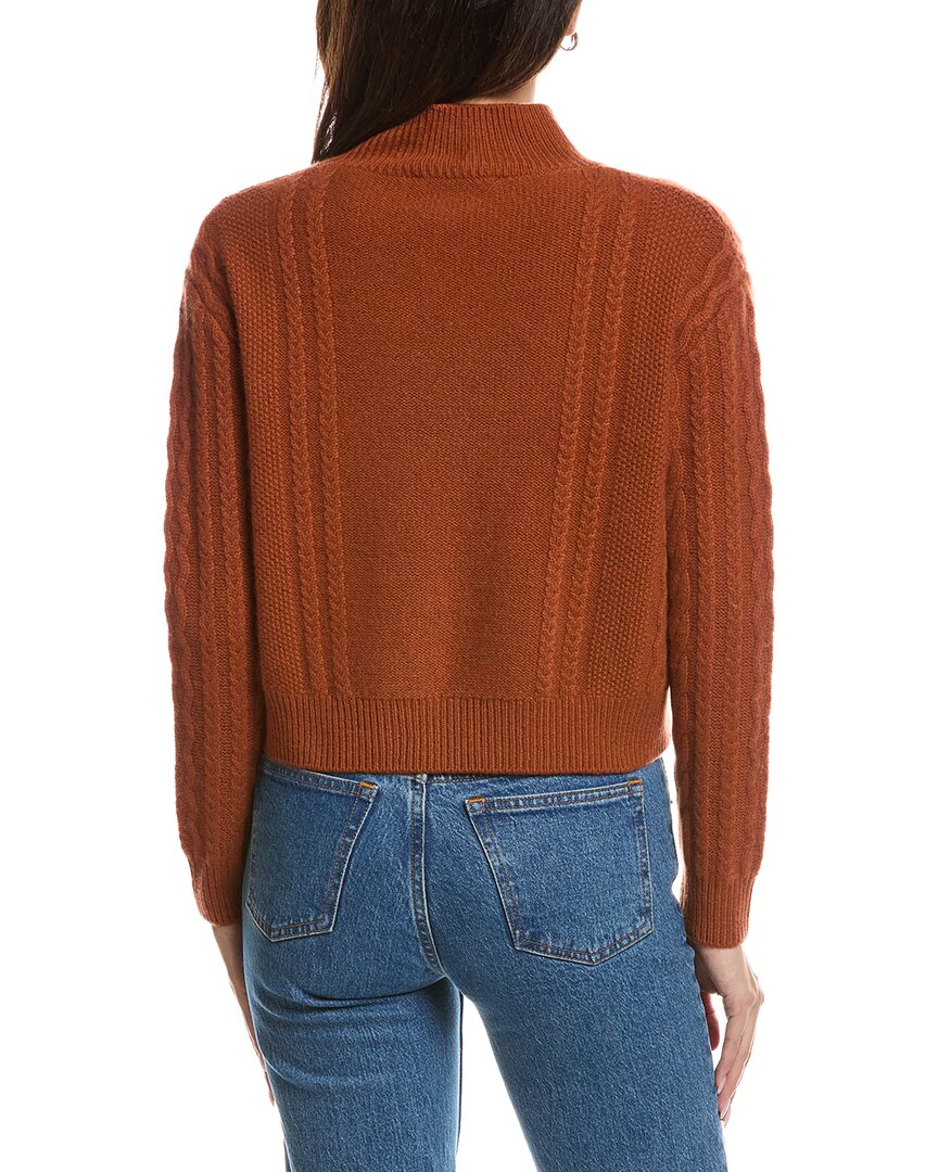 THE CASHMERE PROJECT The Cashmere Project Cropped Mixed Cable Mock Neck Sweater