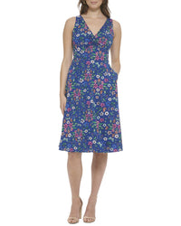 Kensie Printed Texture Woven Midi Dress