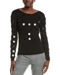 Akris Womens Embellished Square Top, 4, Black