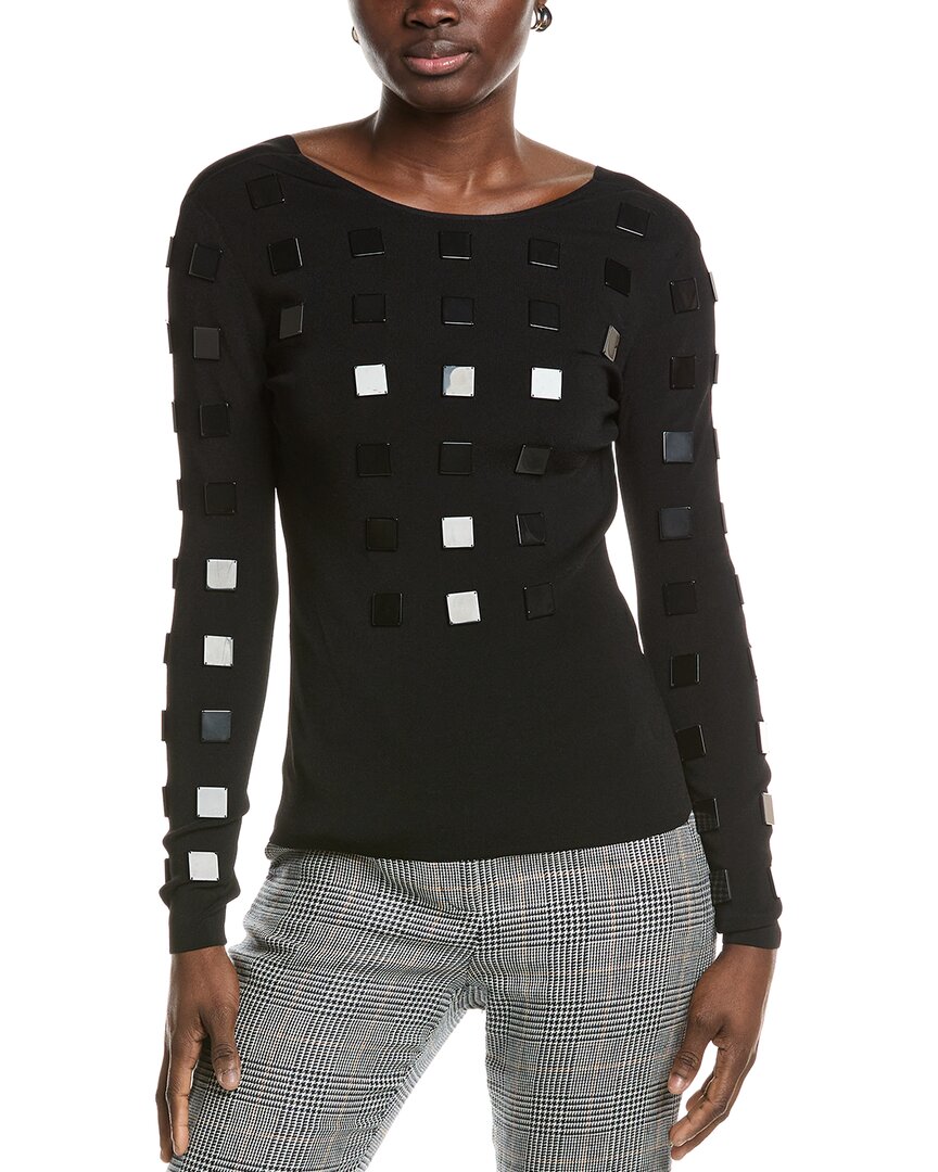 Akris Womens Embellished Square Top, 4, Black