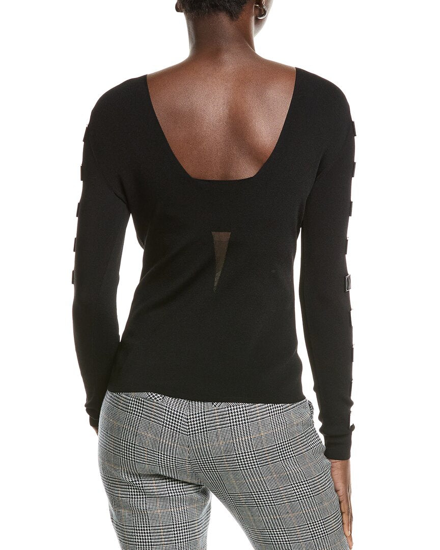 Akris Womens Embellished Square Top, 4, Black