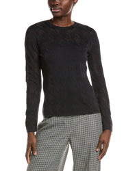 Akris Jacquard Mesh Wool & Silk-Blend Top 2 Black