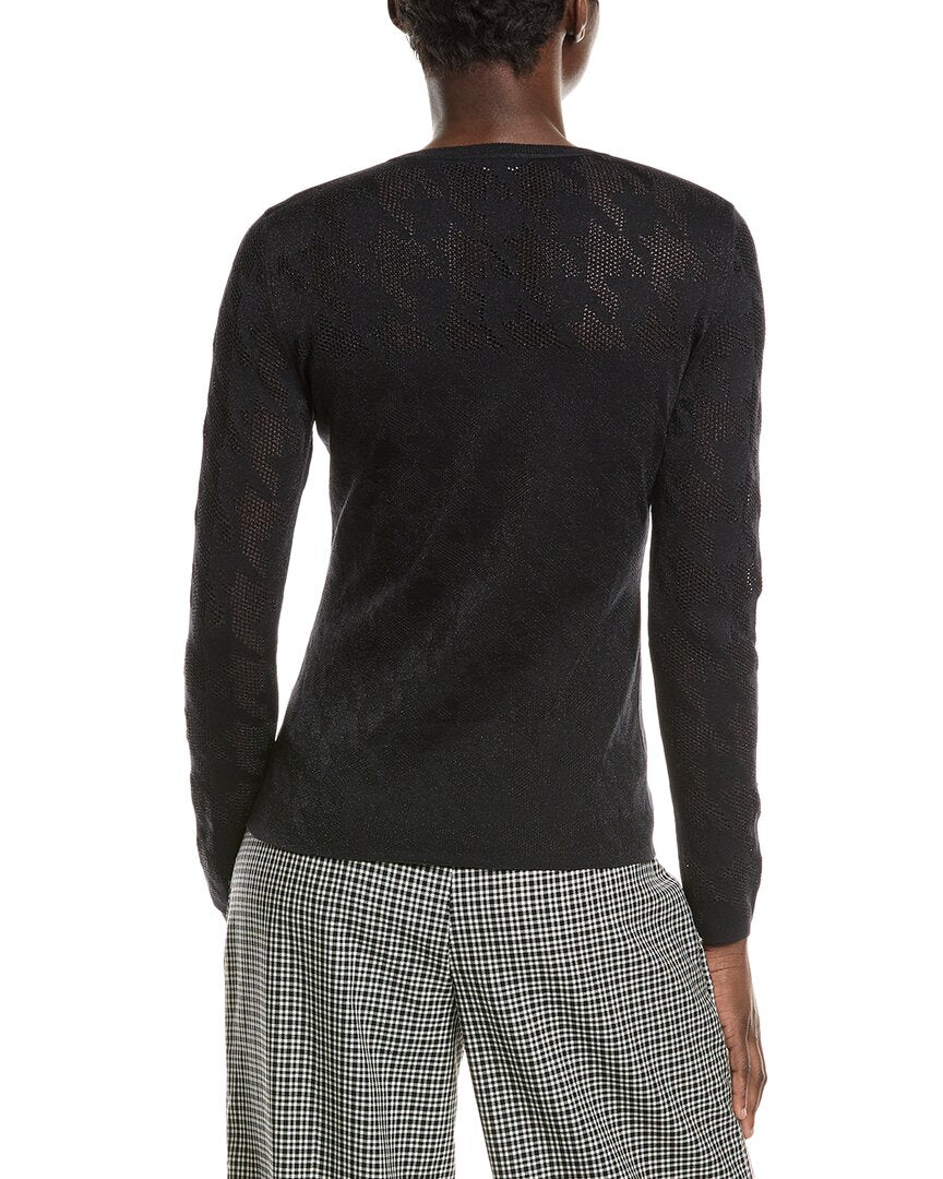 Akris Jacquard Mesh Wool & Silk-Blend Top