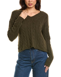 THE CASHMERE PROJECT The Cashmere Project Cropped Cable V Neck Sweater