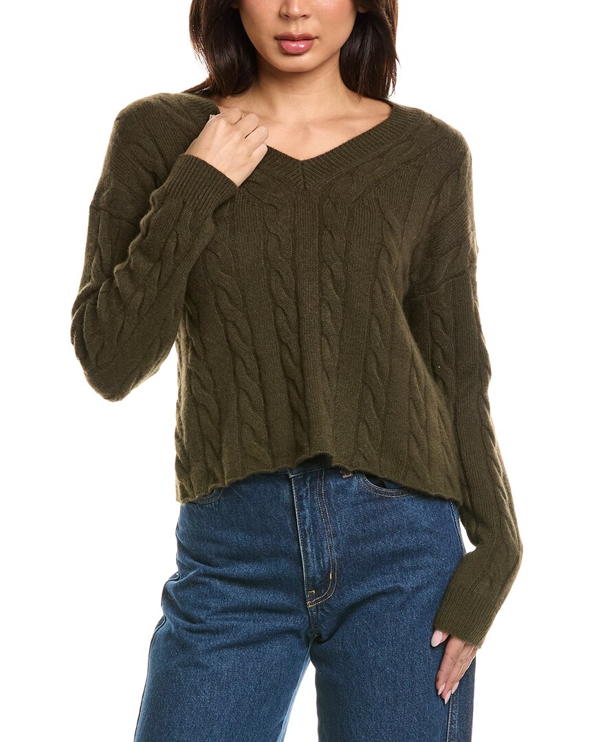 THE CASHMERE PROJECT The Cashmere Project Cropped Cable V Neck Sweater