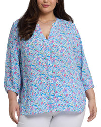 Nydj Plus Pintuck Blouse Multi