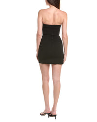 Rare London Strapless Button Detail Mini Dress