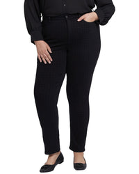 Nydj Plus Sheri Houndstooth Luxe Burnout Slim Jean Multi