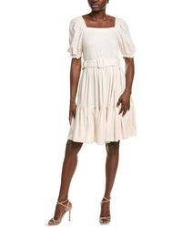 Bgl Linen-Blend Mini Dress White