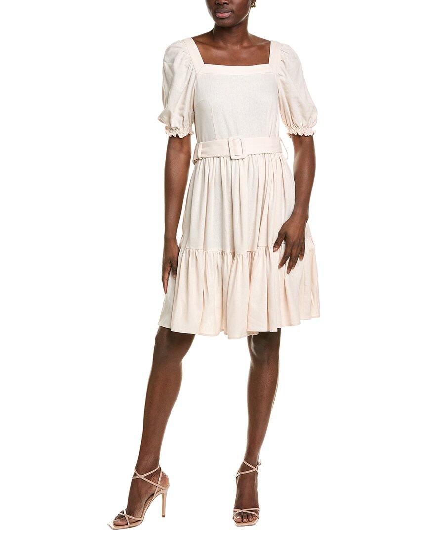 Bgl Linen-Blend Mini Dress White