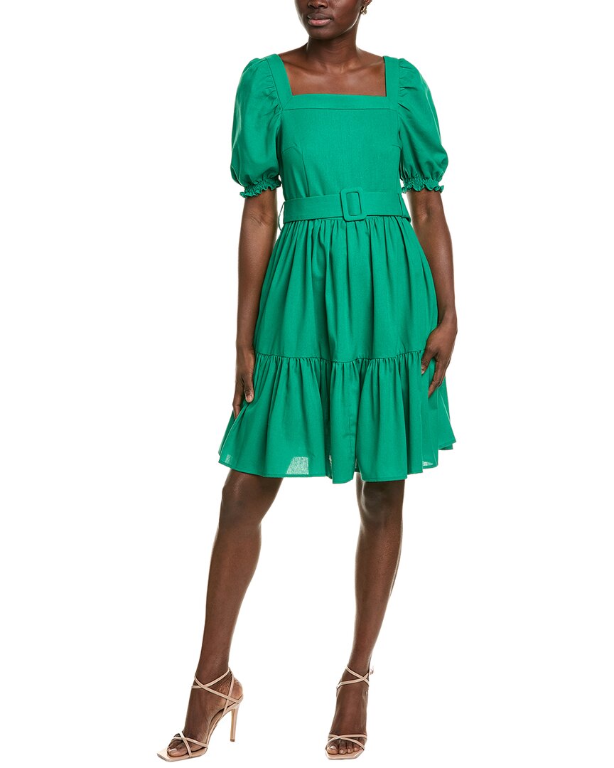 Bgl Linen-Blend Mini Dress Green