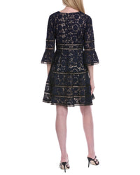 Shani Bell-Sleeve Surplice Lace Dress