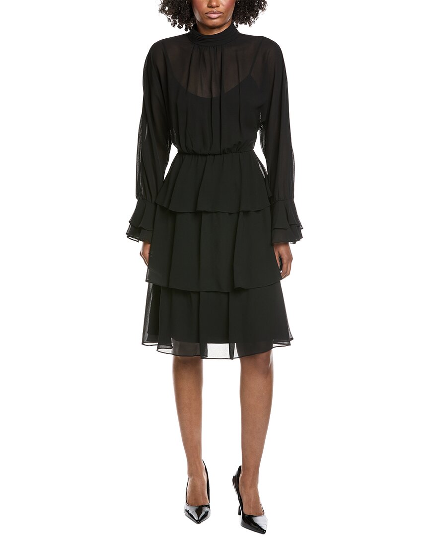 Mikael Aghal Solid Midi Dress