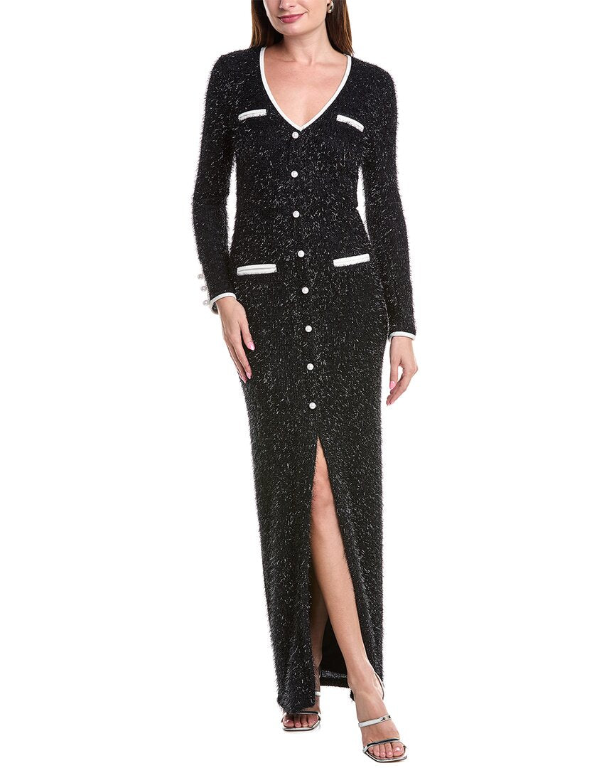 Black Halo Koa Tinsel Tweed Gown