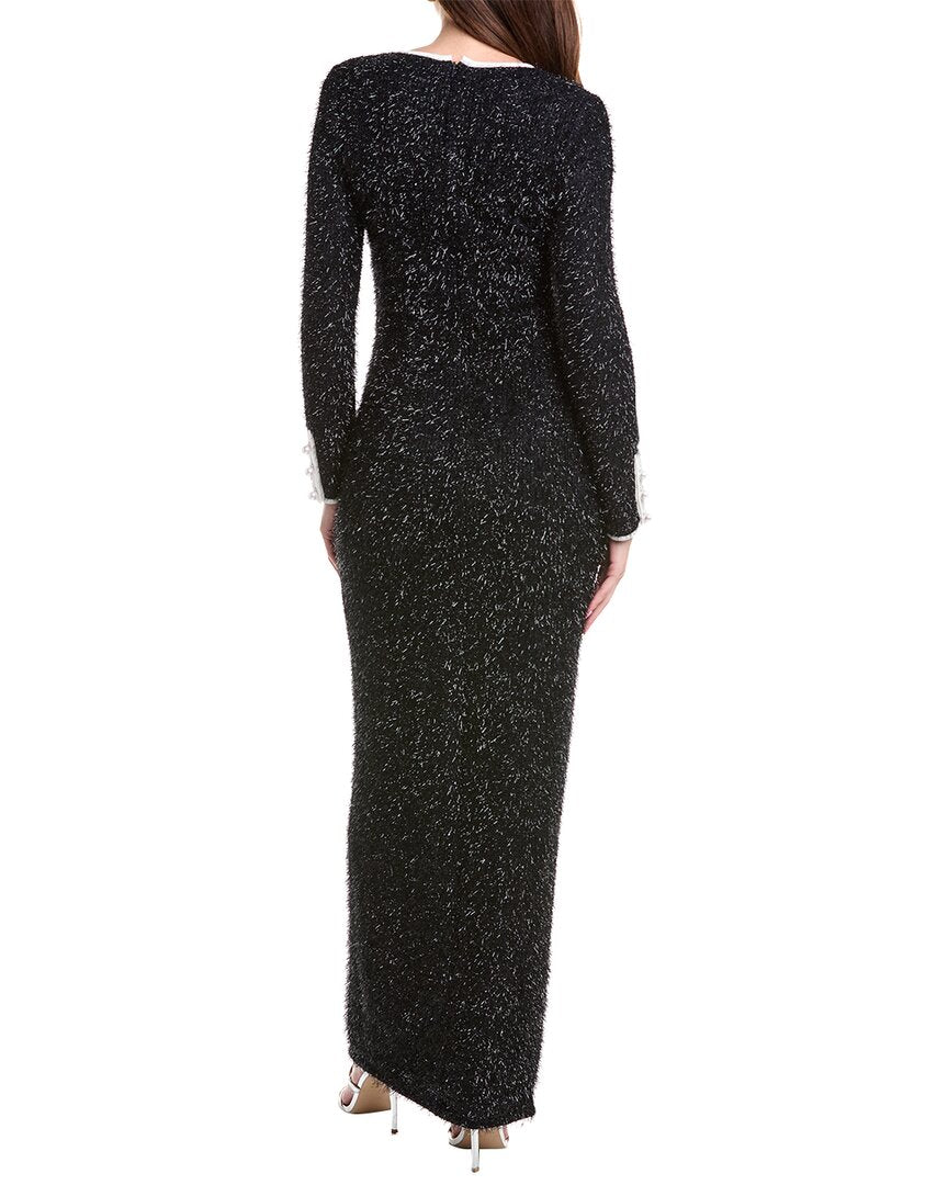 Black Halo Koa Tinsel Tweed Gown