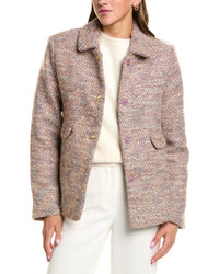CeCe Cece Short Swing Bow Buttons Wool-Blend Jacket