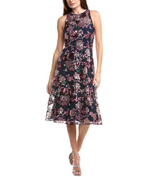Adrianna Papell Embroidered Sequin Midi Dress