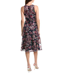 Adrianna Papell Embroidered Sequin Midi Dress