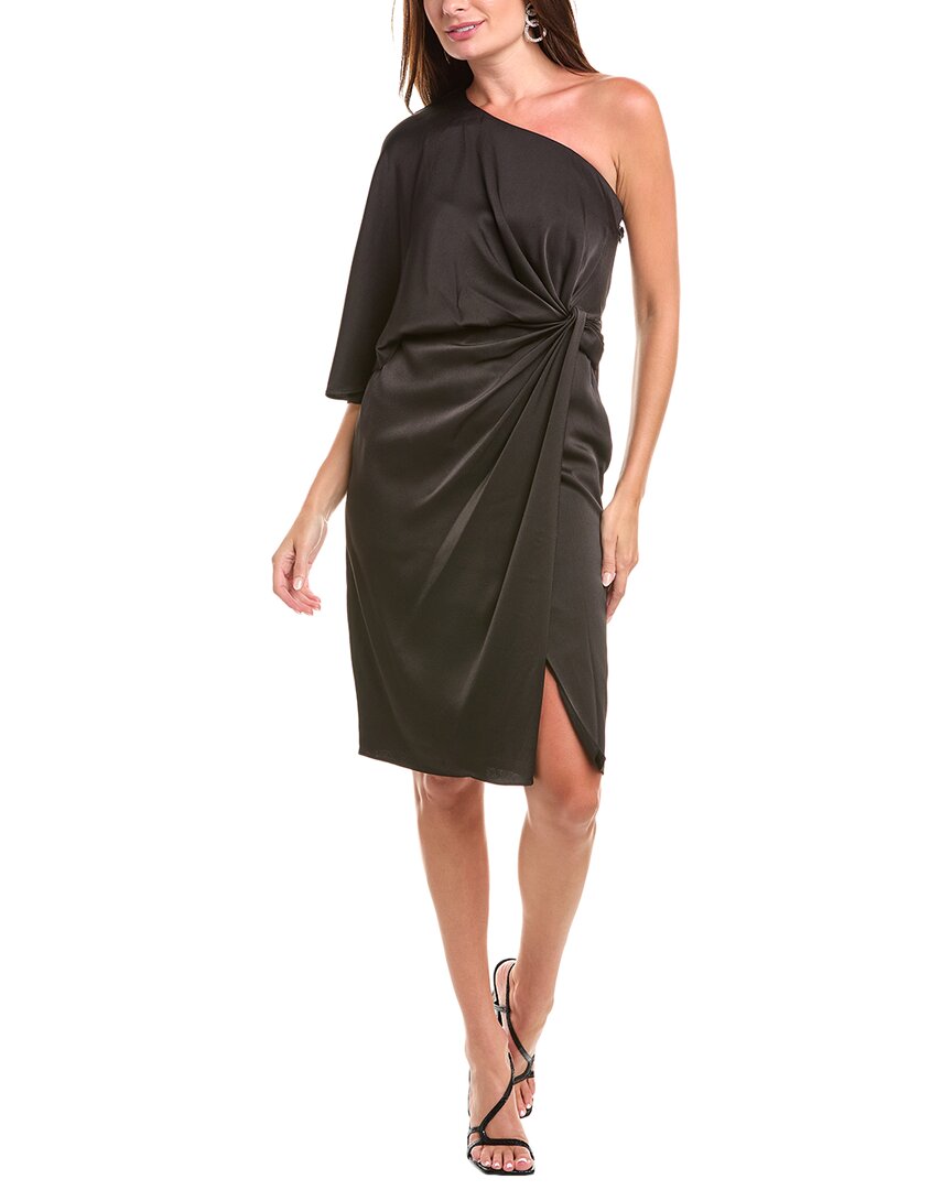 Aidan Mattox One-Shoulder Cape Sleeve Sheath Dress