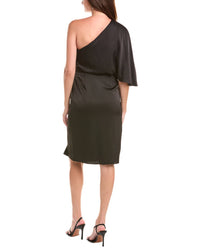 Aidan Mattox One-Shoulder Cape Sleeve Sheath Dress