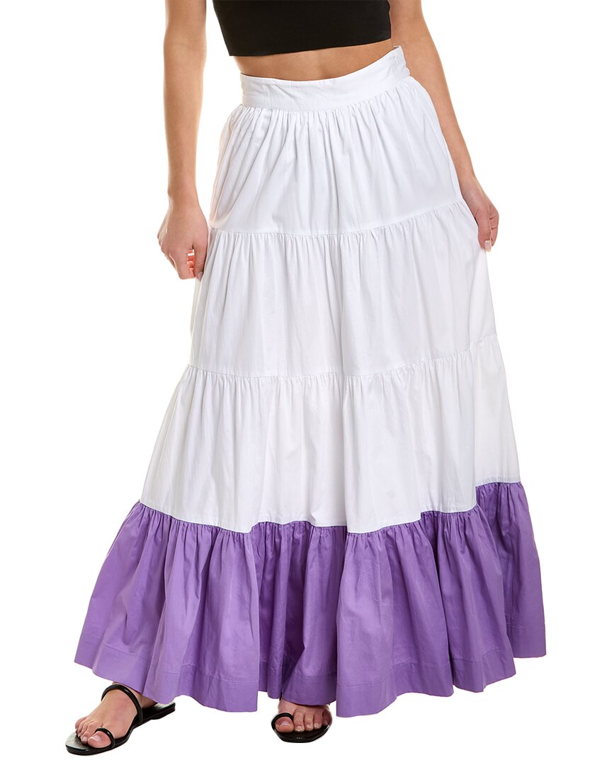 Amur Koral Tiered Maxi Skirt White