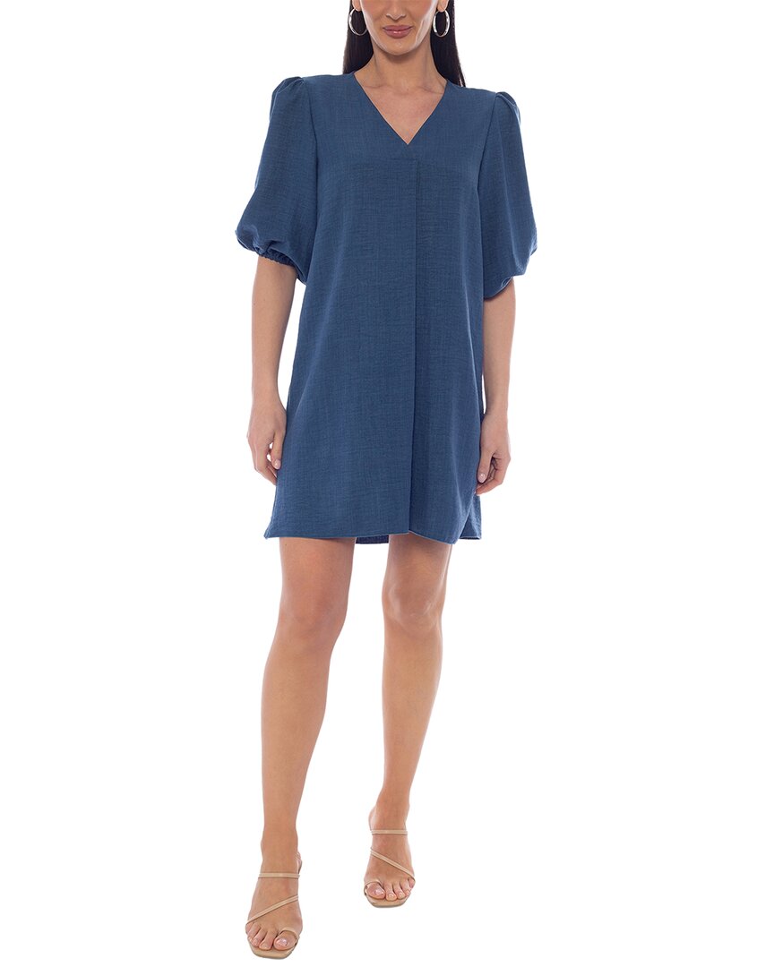 Tash + Sophie Placket Puff Sleeve Chambray Dress