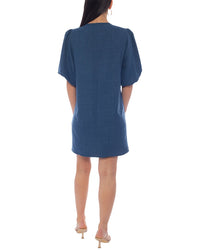 Tash + Sophie Placket Puff Sleeve Chambray Dress
