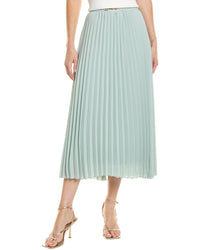 Anne Klein Pull-On Pleated Midi Skirt Green