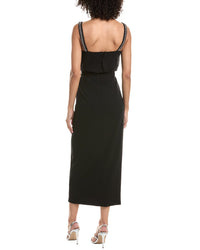 Tadashi Shoji Mona Pearl Strap Blouson Midi Dress