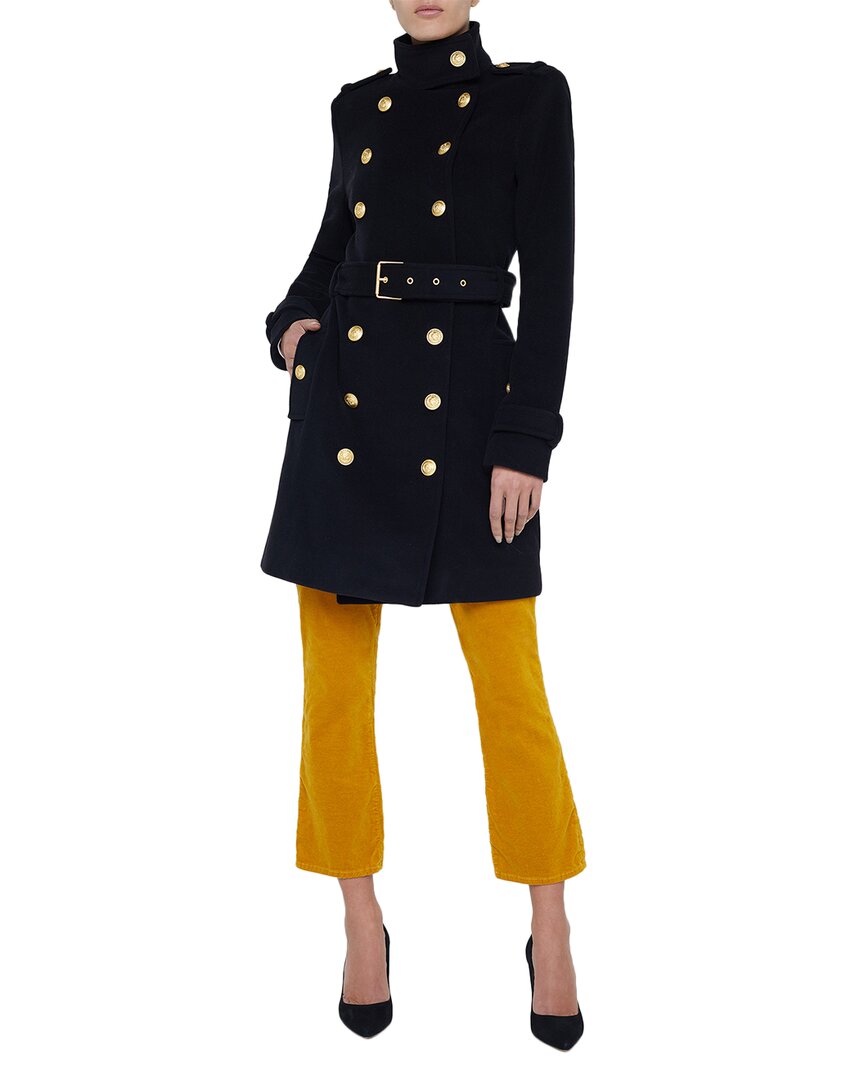 L'agence Nalini Long Wool-Blend Military Coat