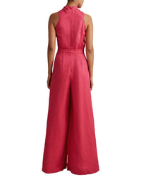 Reiss Selena Halter Linen-Blend Jumpsuit
