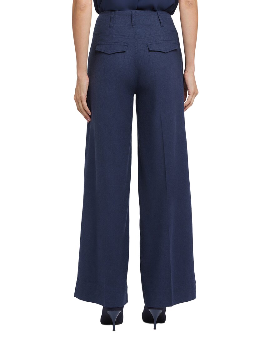 Nydj Mona Oxford Navy Linen-Blend Wide Leg Pant