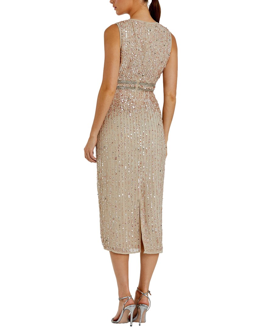 Mac Duggal Mac Duggal Sleeveless High Neck Beaded Midi Sheath Dress