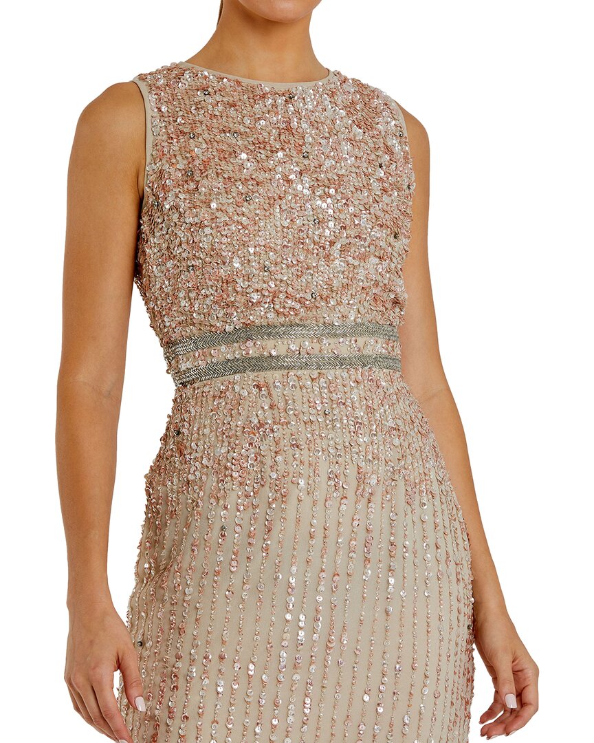 Mac Duggal Mac Duggal Sleeveless High Neck Beaded Midi Sheath Dress