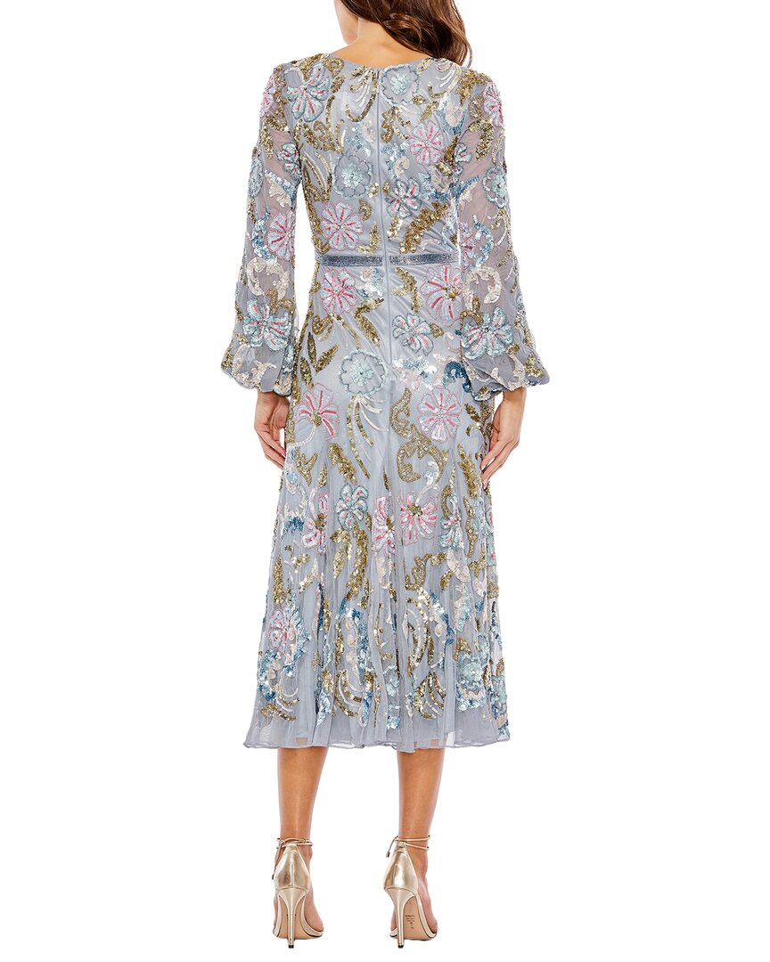 Mac Duggal Long Cuff Sleeve Embellished Midi Dress