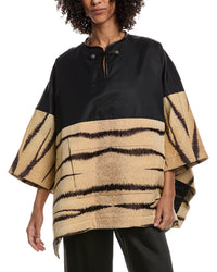 Valentino Jacquard Wool-Blend Down Poncho