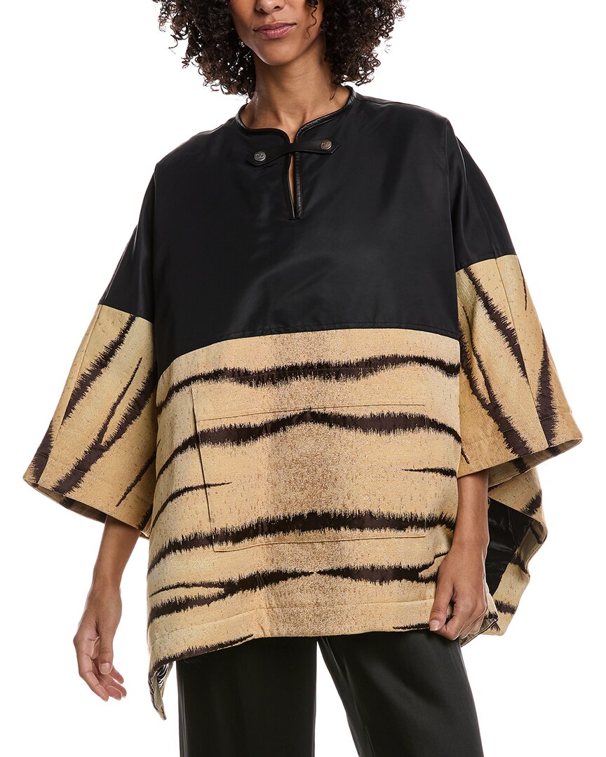 Valentino Jacquard Wool-Blend Down Poncho