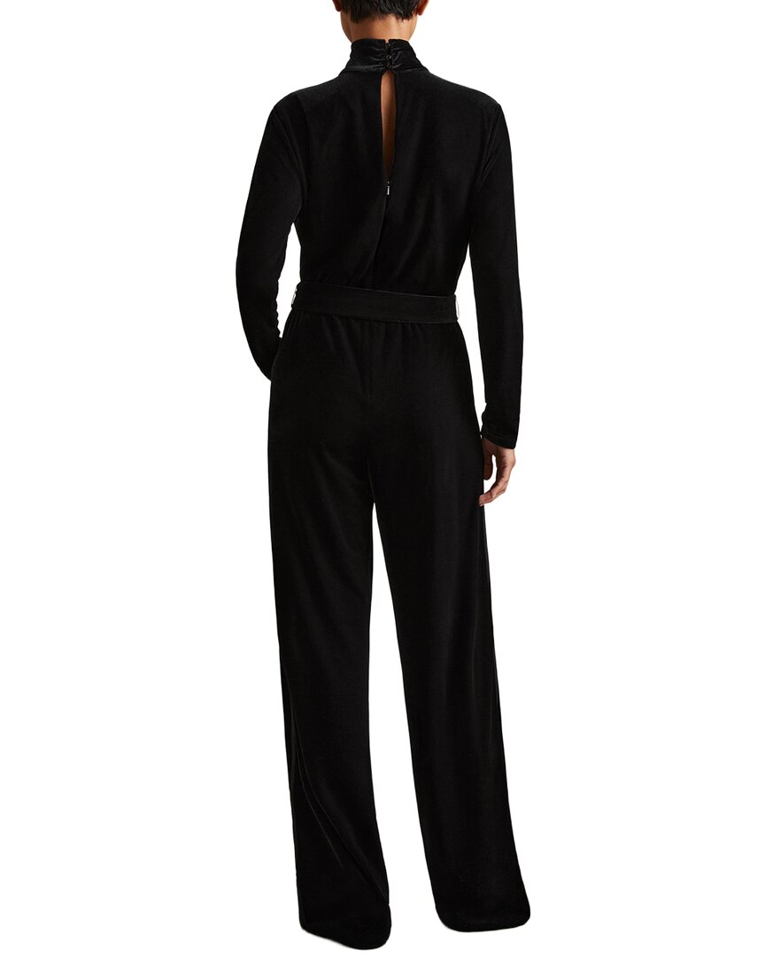 Reiss Vera Wrap Neck Velvet Jumpsuit