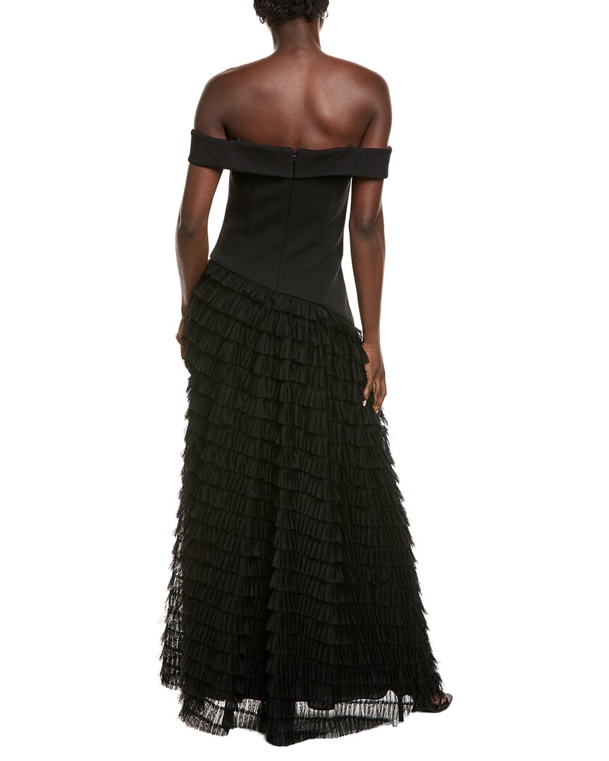 Aidan Mattox Tiered Tulle Frill Maxi Dress