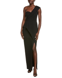Aidan Mattox One-Shoulder Wrap Column Gown
