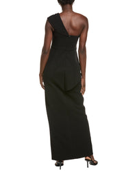 Aidan Mattox One-Shoulder Wrap Column Gown