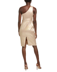 Aiden Mattox Pleated One-Shoulder Midi Dress